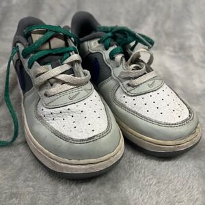 Nike Air Force 1 Low TD Shoes Kids‎ Size 12C White Grey Green FB9501 001